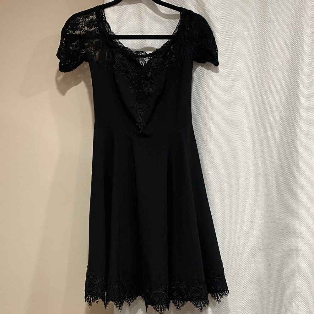 Spin Doctor Small Black Lace Midi Dress gothic lolita